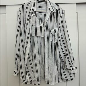 Striped button up, crop top combo